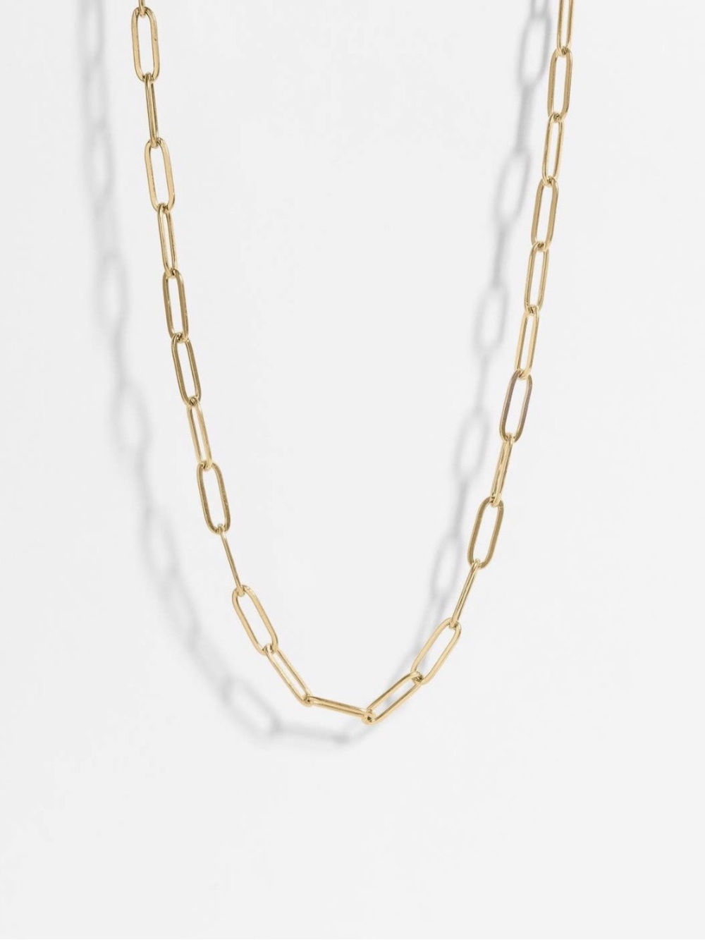 18K Gold Paperclip Chain Necklace 18+02” 4mm